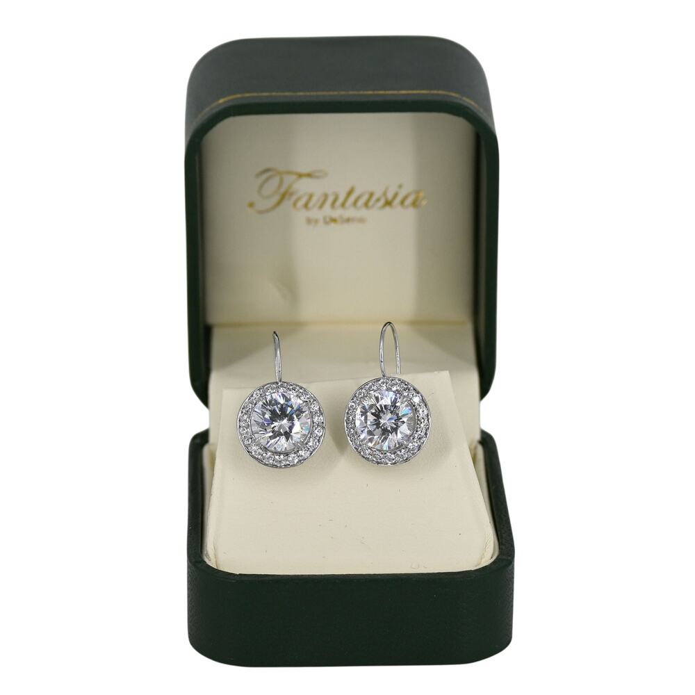 Fantasia by DeSerio Round Cubic Zirconia Elegant Drop Earrings With Box